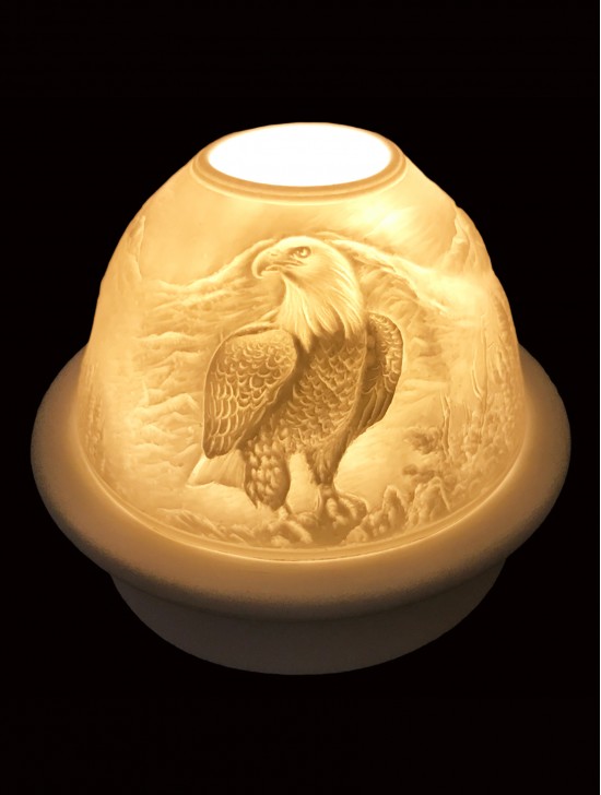 Porcelain Eagle Candle Dome Light w/Candle Plate